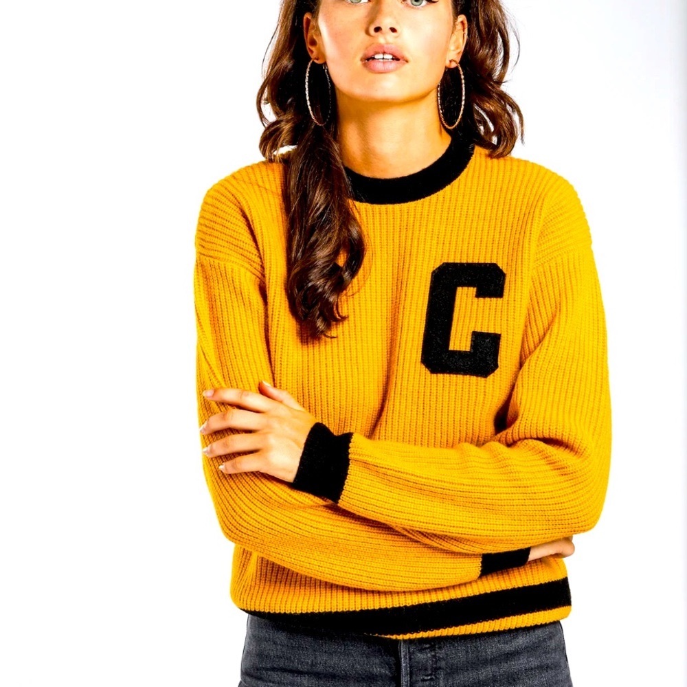Carhartt WIP Pembroke Sweater Gold and Black Letterman Style Size Small RARE